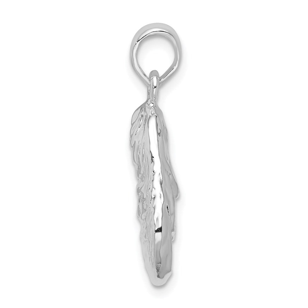 FJC Finejewelers 925 Sterling Silver Polished/Textured 3D Oyster Shell Charm 26 x 13 mm