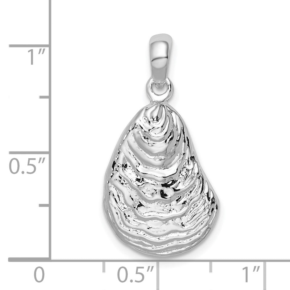 FJC Finejewelers 925 Sterling Silver Polished/Textured 3D Oyster Shell Charm 26 x 13 mm