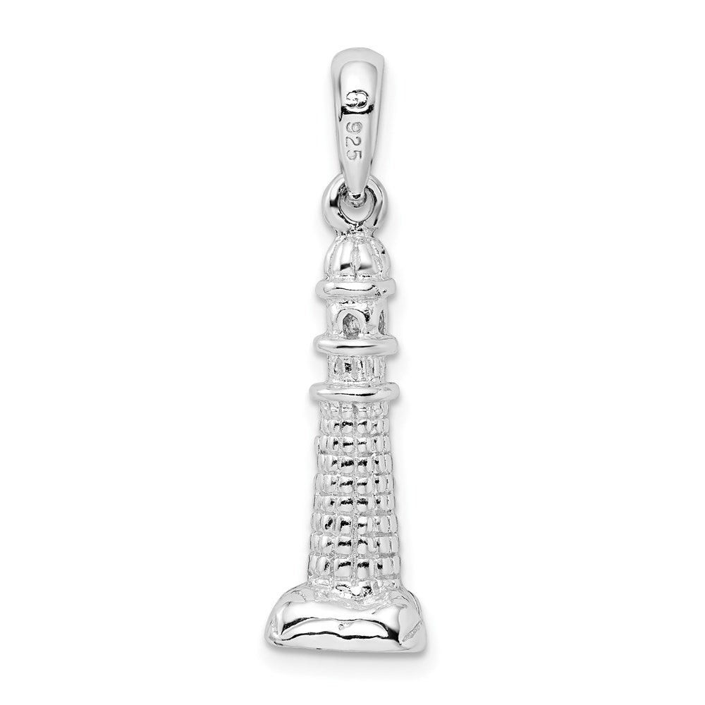 FJC Finejewelers 925 Sterling Silver Rhodium Plated Polished/Textured 3D Lighthouse Charm 30 x 8 mm