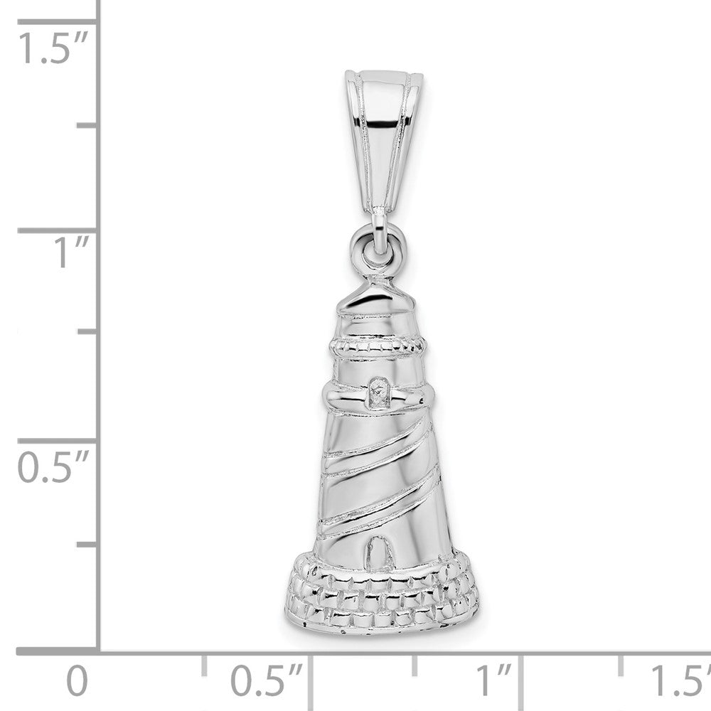 FJC Finejewelers 925 Sterling Silver Rhodium Plated Polished/Textured Lighthouse Charm 34 x 11 mm