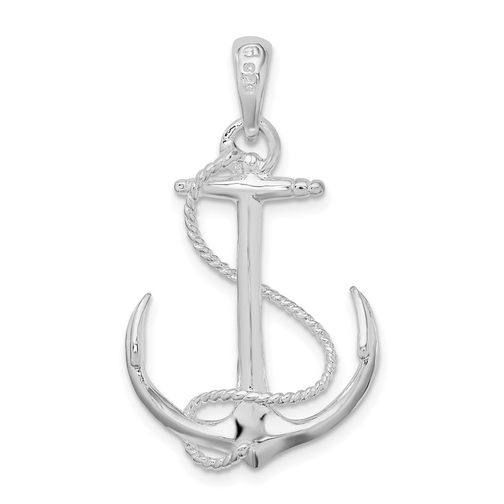 FJC Finejewelers 925 Sterling Silver Rhodium Plated Polished 3D Anchor with Rope Charm 32 x 18 mm