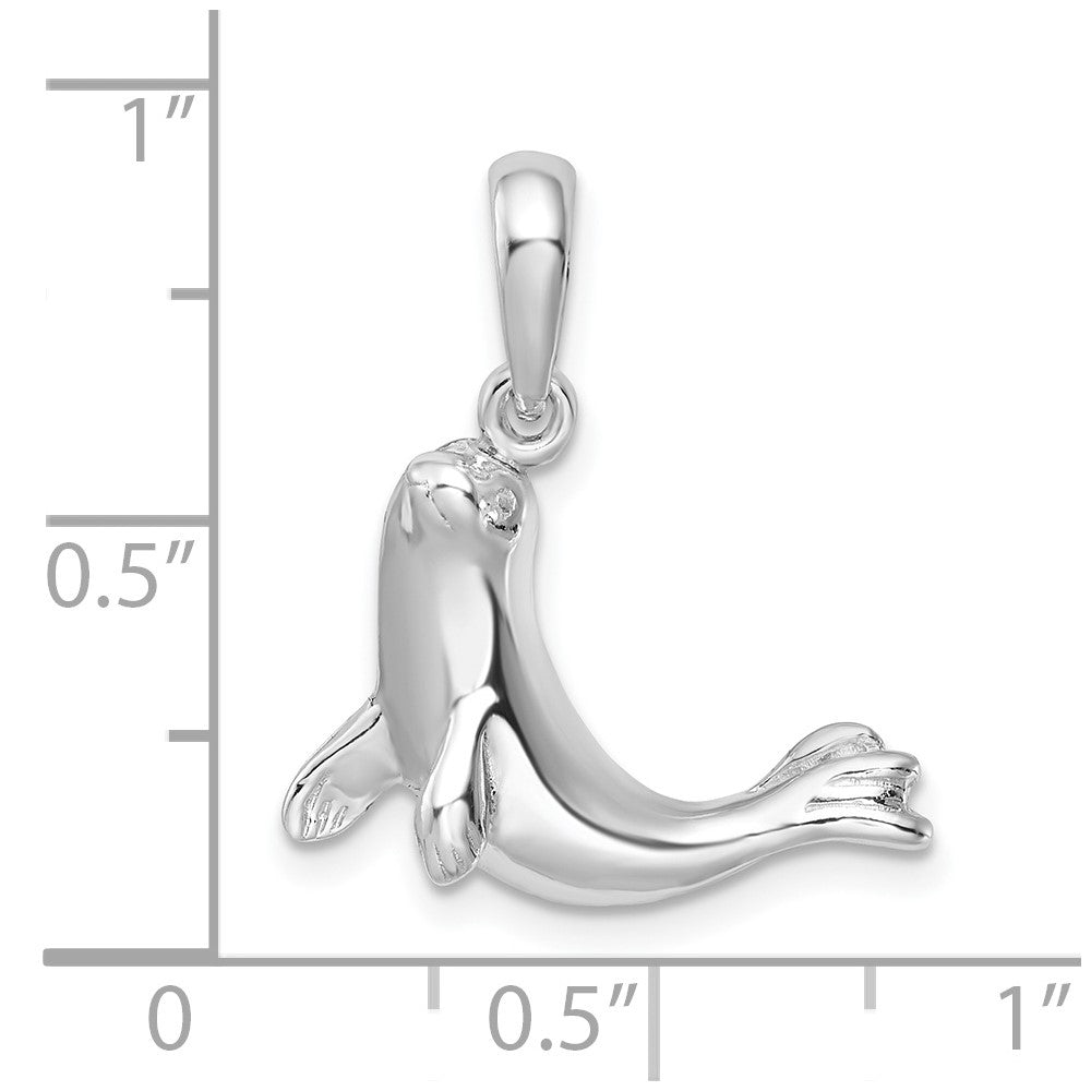 FJC Finejewelers 925 Sterling Silver Rhodium Plated Polished Seal Charm 22 x 19 mm