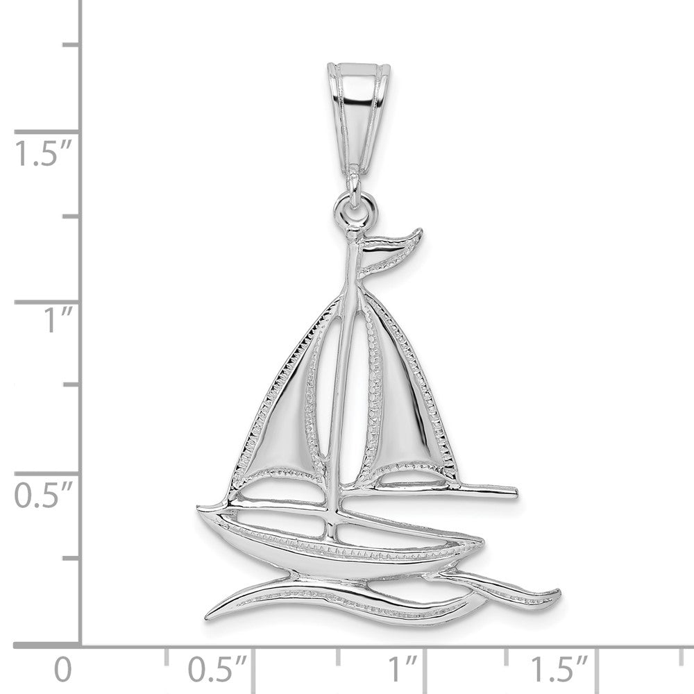 FJC Finejewelers 925 Sterling Silver d Polished/Textured Sailboat on Water Charm 41 x 26 mm