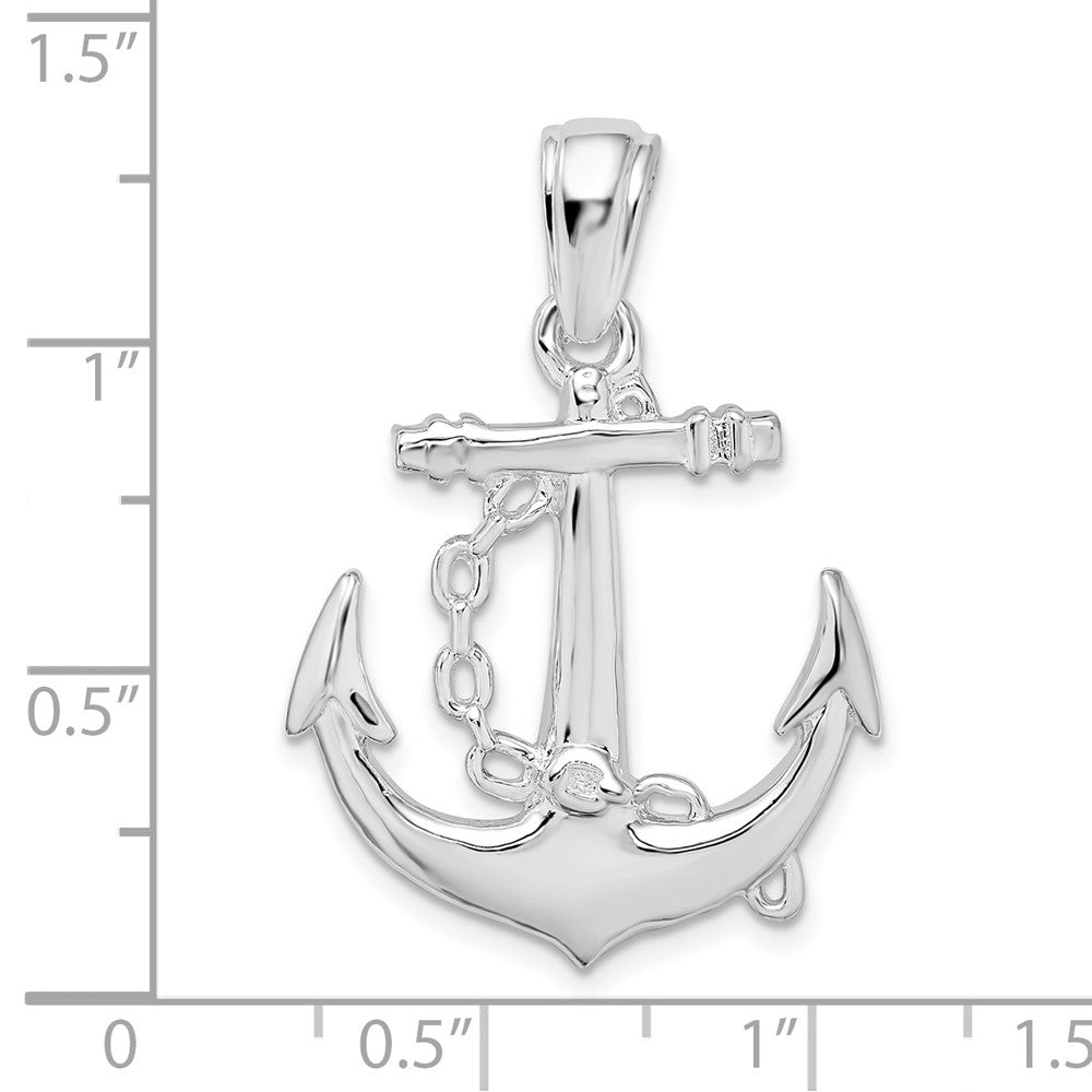 FJC Finejewelers 925 Sterling Silver Rhodium Plated Polished 3D Anchor with Chain Charm 32 x 22 mm