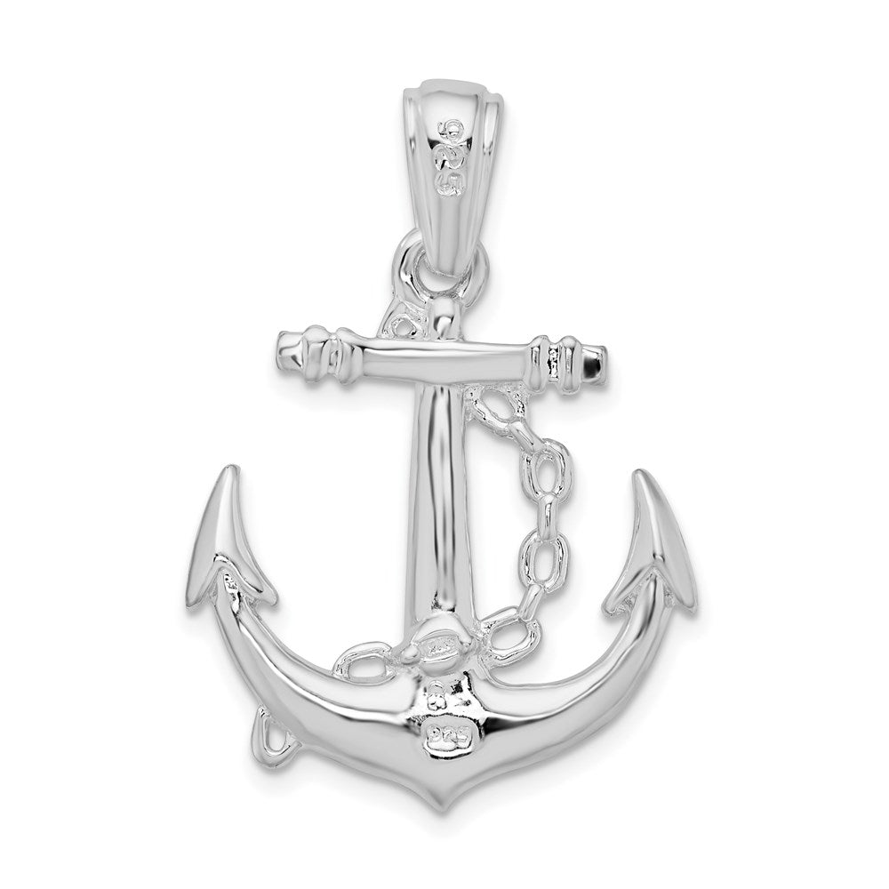 FJC Finejewelers 925 Sterling Silver Rhodium Plated Polished 3D Anchor with Chain Charm 32 x 22 mm
