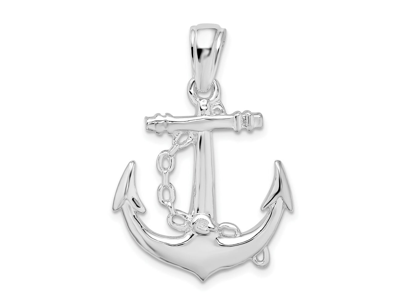 FJC Finejewelers 925 Sterling Silver Rhodium Plated Polished 3D Anchor with Chain Charm 32 x 22 mm