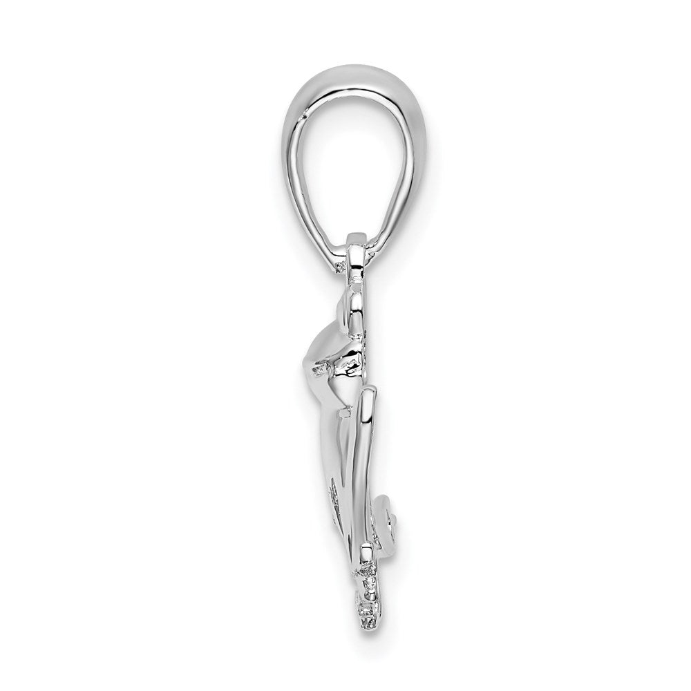 FJC Finejewelers 925 Sterling Silver Rhodium Plated Polished/Textured Sitting Frog Charm 23 x 20 mm