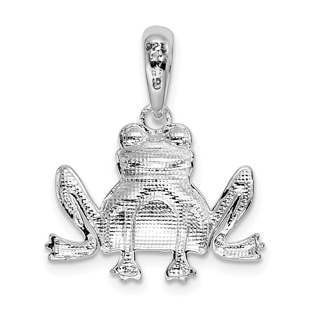 FJC Finejewelers 925 Sterling Silver Rhodium Plated Polished/Textured Sitting Frog Charm 23 x 20 mm
