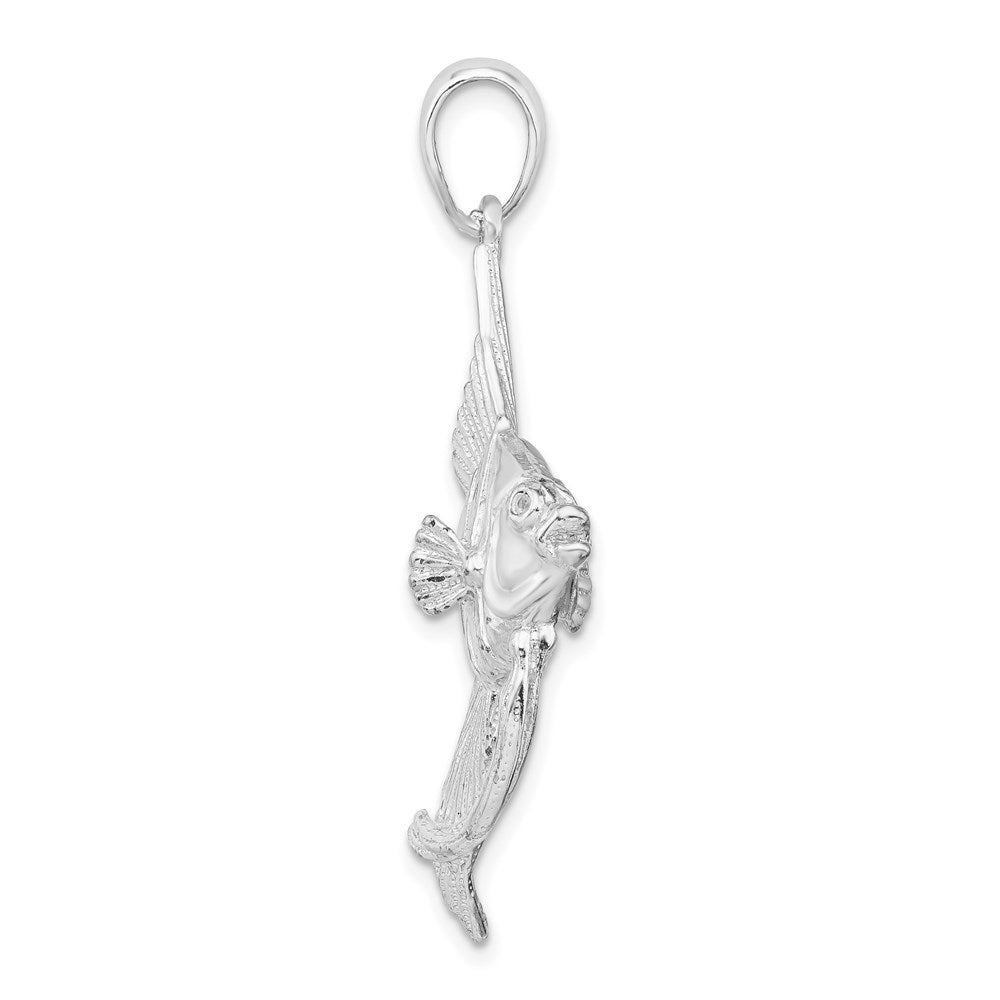 FJC Finejewelers 925 Sterling Silver Rhodium Plated Polished/Textured 3D Angel Fish Charm 41 x 25 mm