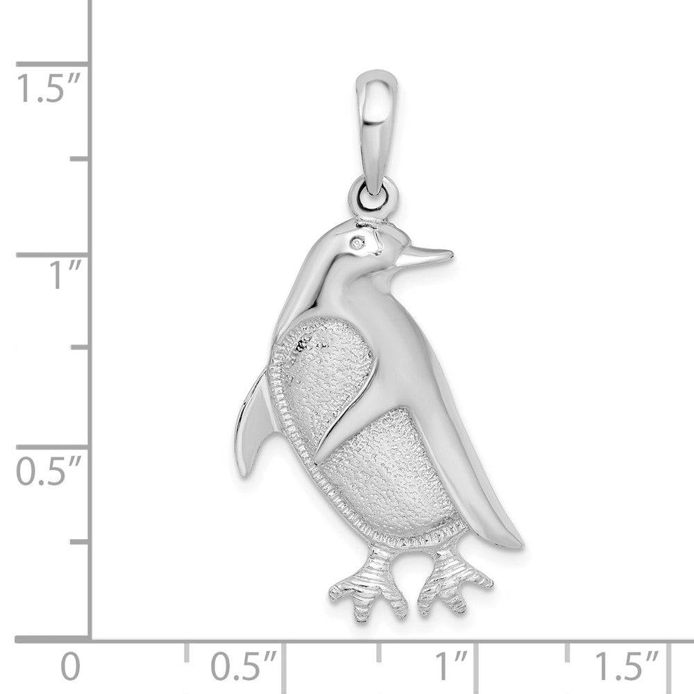 FJC Finejewelers 925 Sterling Silver Rhodium Plated Polished/Textured Penguin Charm 16 mm