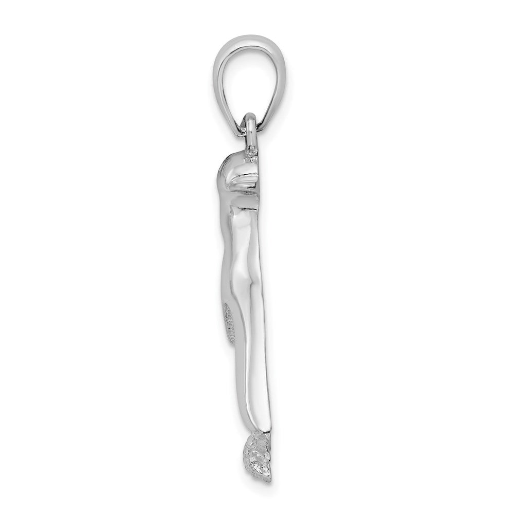 FJC Finejewelers 925 Sterling Silver Rhodium Plated Polished/Textured Penguin Charm 16 mm