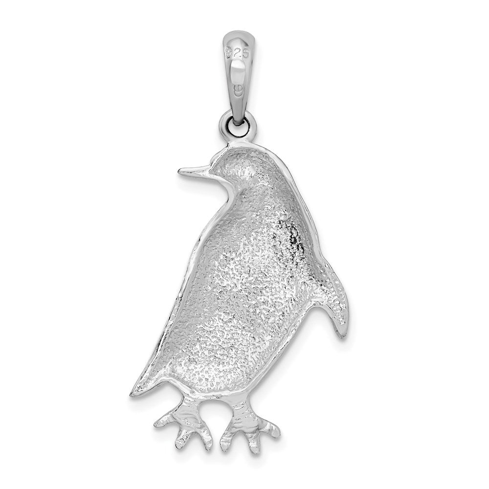 FJC Finejewelers 925 Sterling Silver Rhodium Plated Polished/Textured Penguin Charm 16 mm