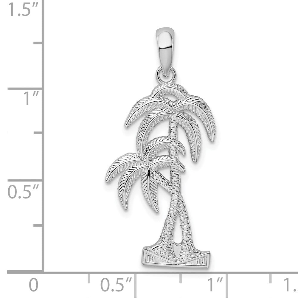 FJC Finejewelers 925 Sterling Silver d Polished/Textured Double Palm Tree Charm 33 x 15 mm