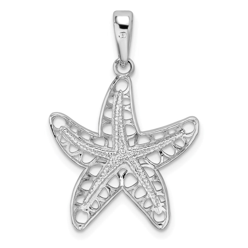 FJC Finejewelers 925 Sterling Silver Rhodium Plated Polished Cut-out Starfish Charm 23 x 19 mm
