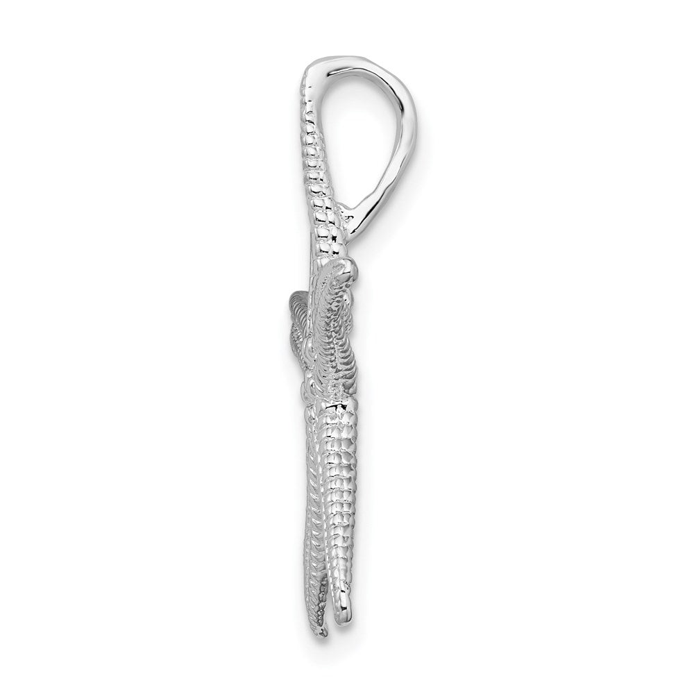 FJC Finejewelers 925 Sterling Silver Rhodium Plated Polished/Textured Starfish Slide 25 x 25 mm