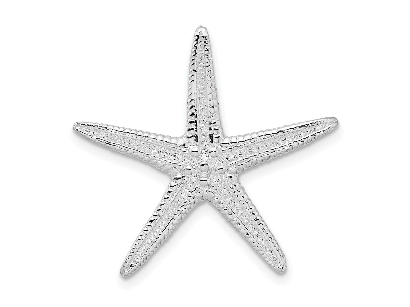 FJC Finejewelers 925 Sterling Silver Rhodium Plated Polished/Textured Starfish Slide 25 x 25 mm
