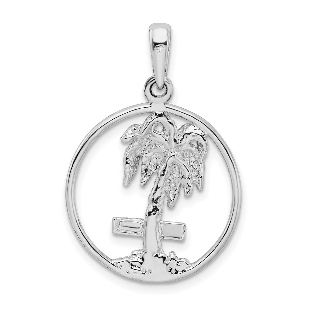 FJC Finejewelers 925 Sterling Silver Rhodium Plated Polished Marco Island Palm Tree Charm 29 x 19 mm