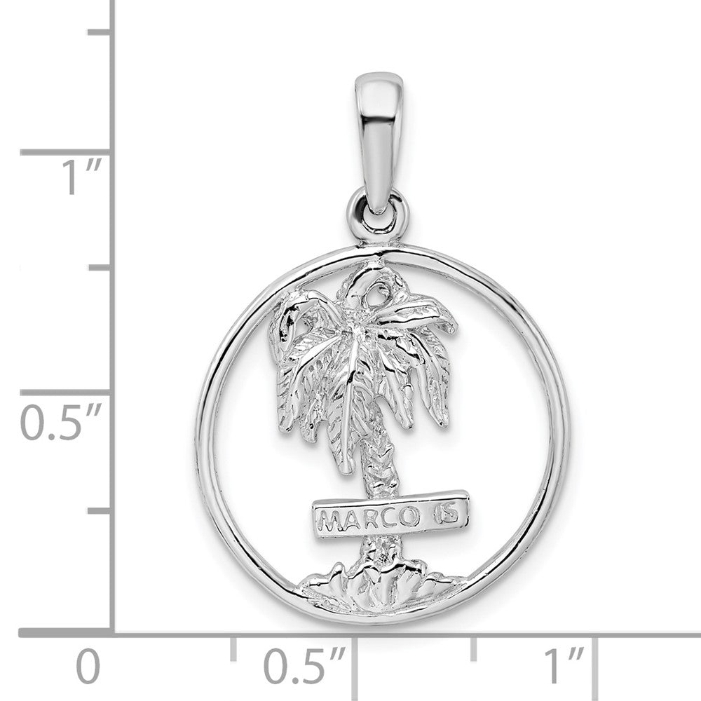 FJC Finejewelers 925 Sterling Silver Rhodium Plated Polished Marco Island Palm Tree Charm 29 x 19 mm