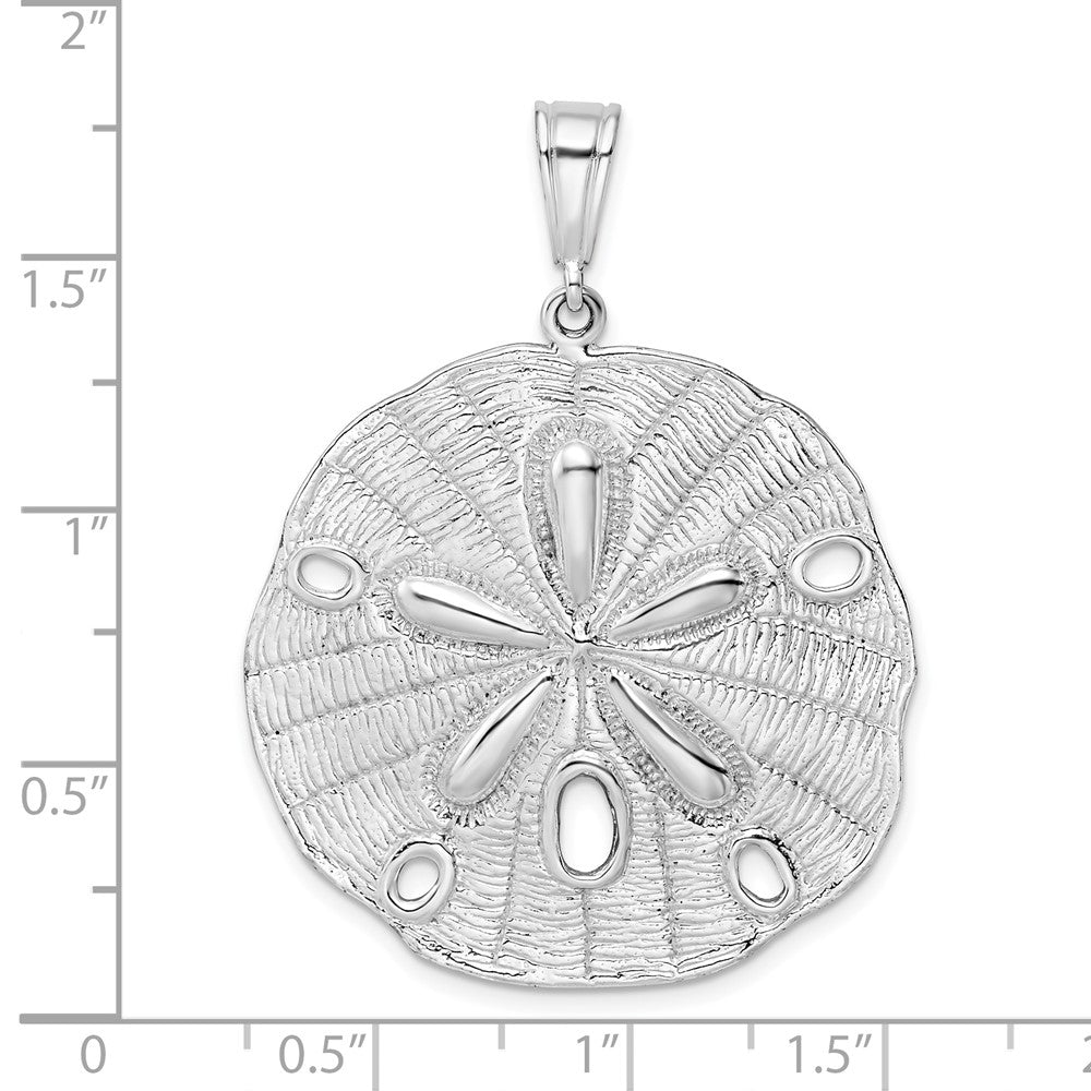 FJC Finejewelers 925 Sterling Silver Rhodium Plated Polished/Textured Sand Dollar Charm 44 x 33 mm