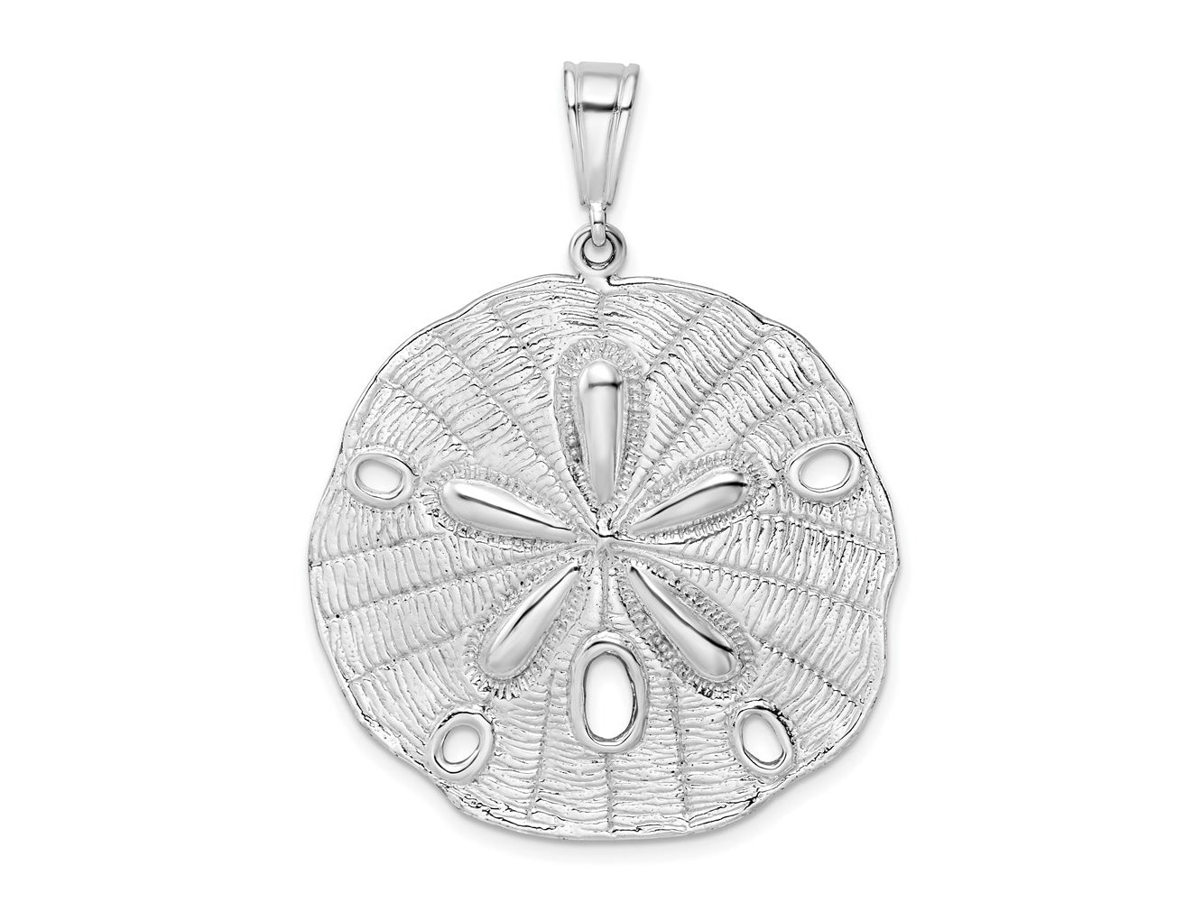 FJC Finejewelers 925 Sterling Silver Rhodium Plated Polished/Textured Sand Dollar Charm 44 x 33 mm