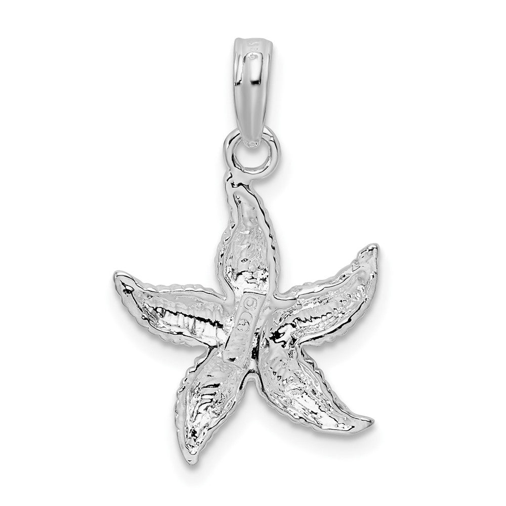FJC Finejewelers 925 Sterling Silver Rhodium Plated Polished/Textured Starfish Charm 19 x 14 mm