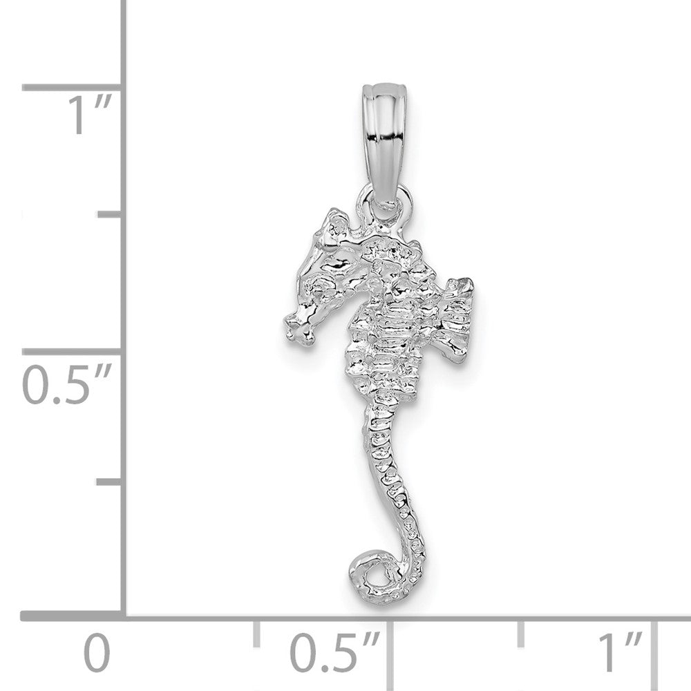 FJC Finejewelers 925 Sterling Silver Rhodium Plated Polished/Textured 3D Sea Horse Charm 24 x 9 mm