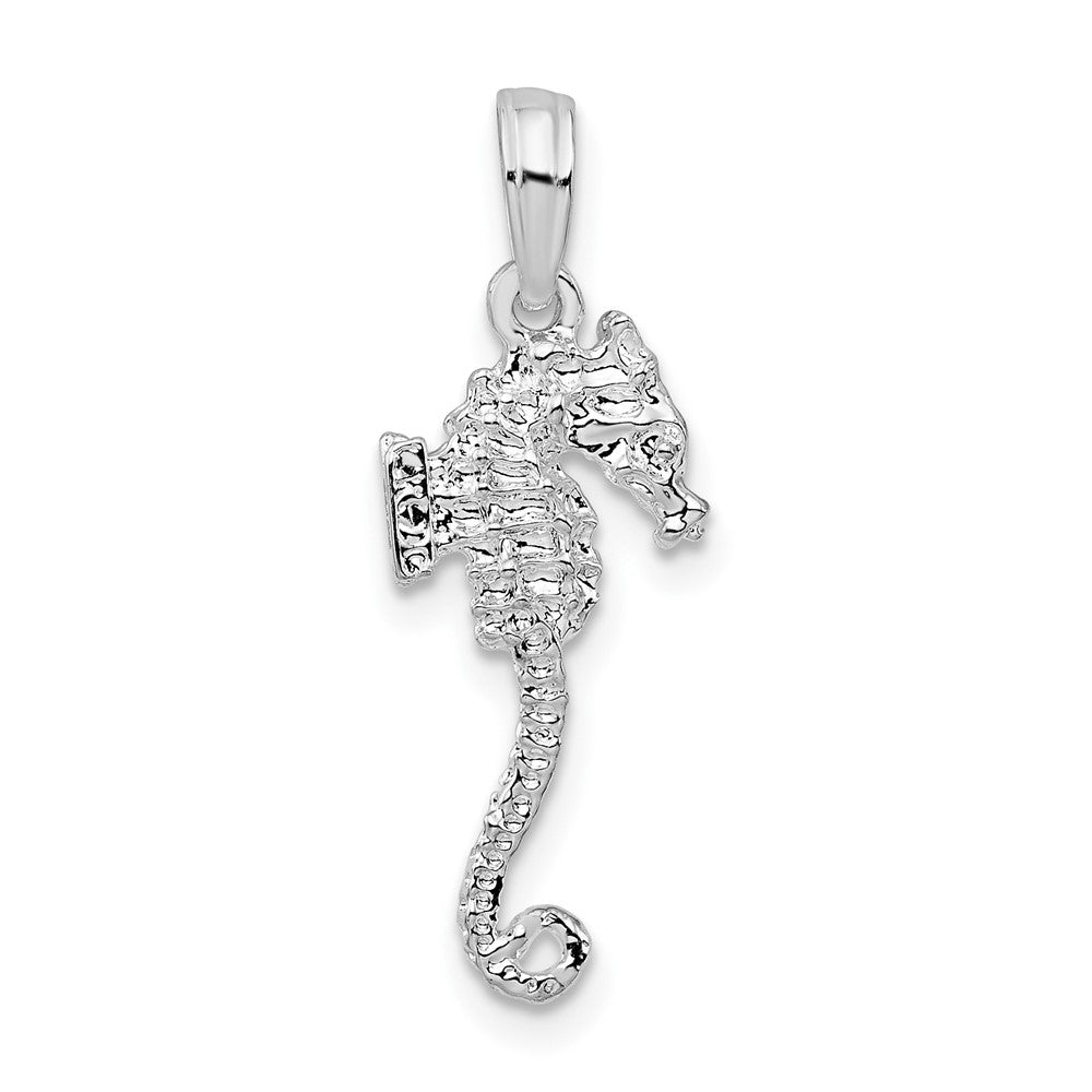 FJC Finejewelers 925 Sterling Silver Rhodium Plated Polished/Textured 3D Sea Horse Charm 24 x 9 mm