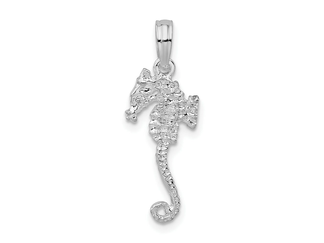 FJC Finejewelers 925 Sterling Silver Rhodium Plated Polished/Textured 3D Sea Horse Charm 24 x 9 mm