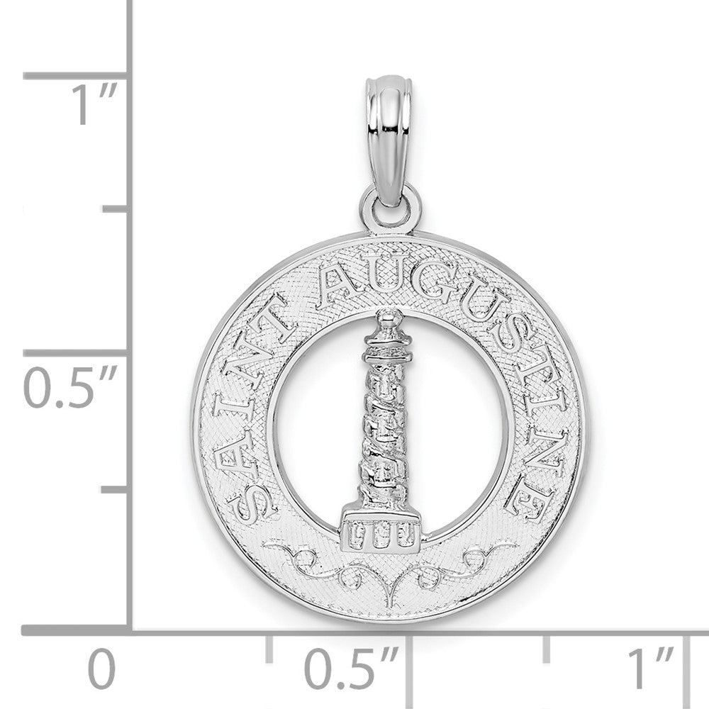 FJC Finejewelers 925 Sterling Silver Rhodium Plated St. Augustine with Lighthouse Circle Charm 25 x 18 mm