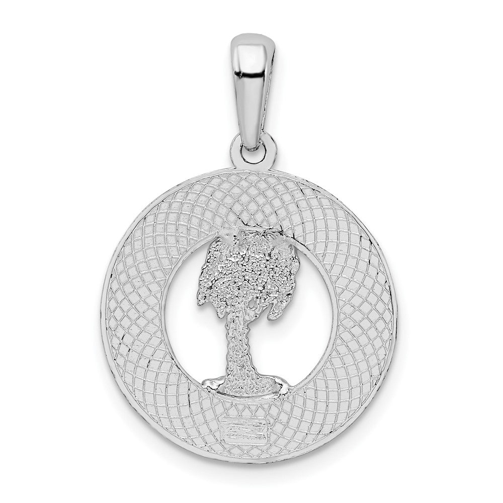 FJC Finejewelers 925 Sterling Silver Rhodium Plated St. Augustine with Palm Tree Circle Charm 26 x 18 mm