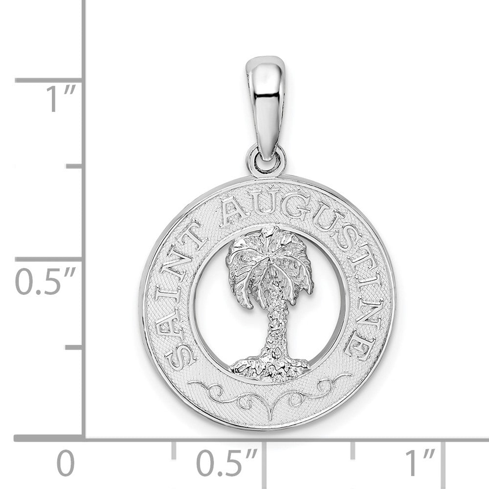 FJC Finejewelers 925 Sterling Silver Rhodium Plated St. Augustine with Palm Tree Circle Charm 26 x 18 mm