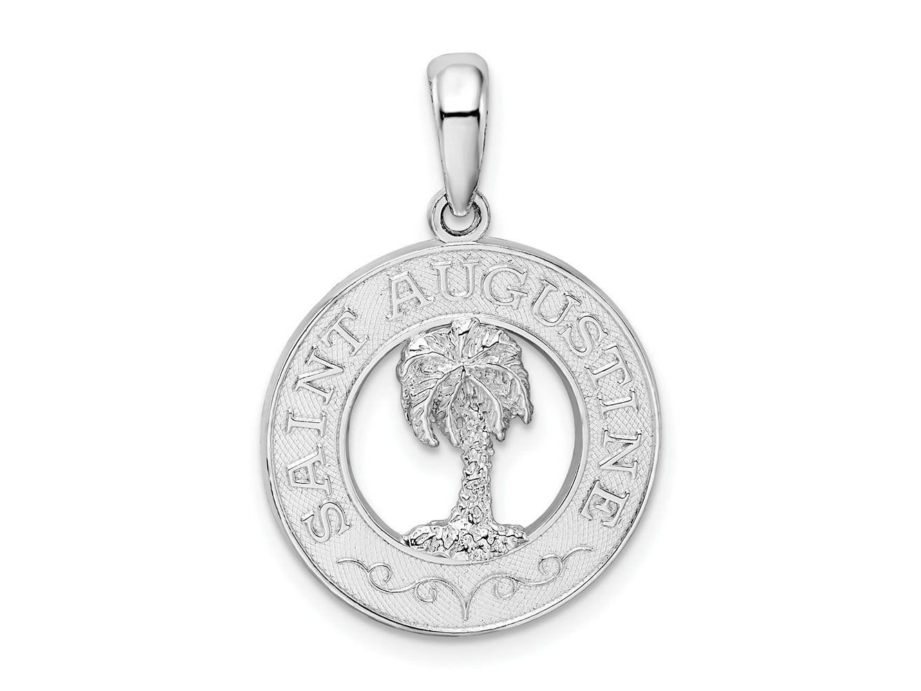 FJC Finejewelers 925 Sterling Silver Rhodium Plated St. Augustine with Palm Tree Circle Charm 26 x 18 mm