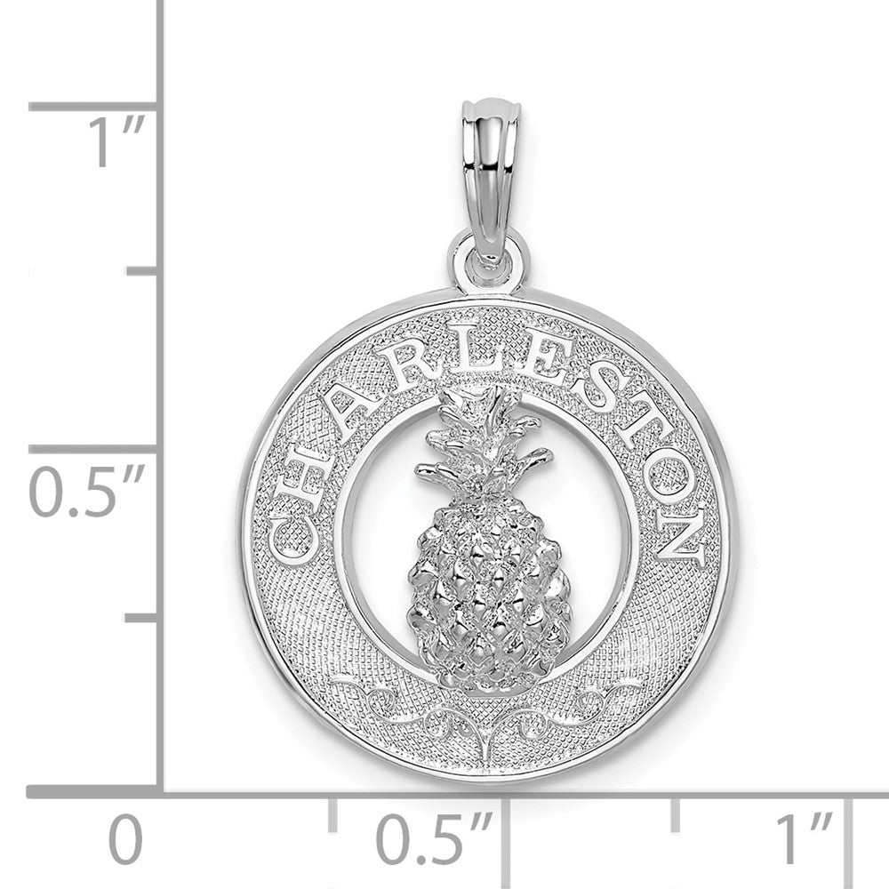 FJC Finejewelers 925 Sterling Silver Rhodium Plated Charleston with Pineapple Circle Charm 25 x 18 mm