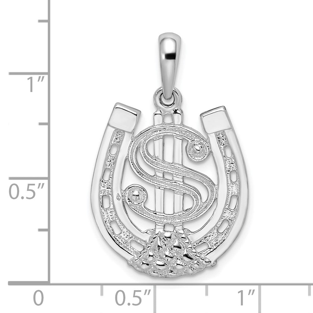 FJC Finejewelers 925 Sterling Silver d Polished Dollar Sign In Horse Shoe Charm 19 mm