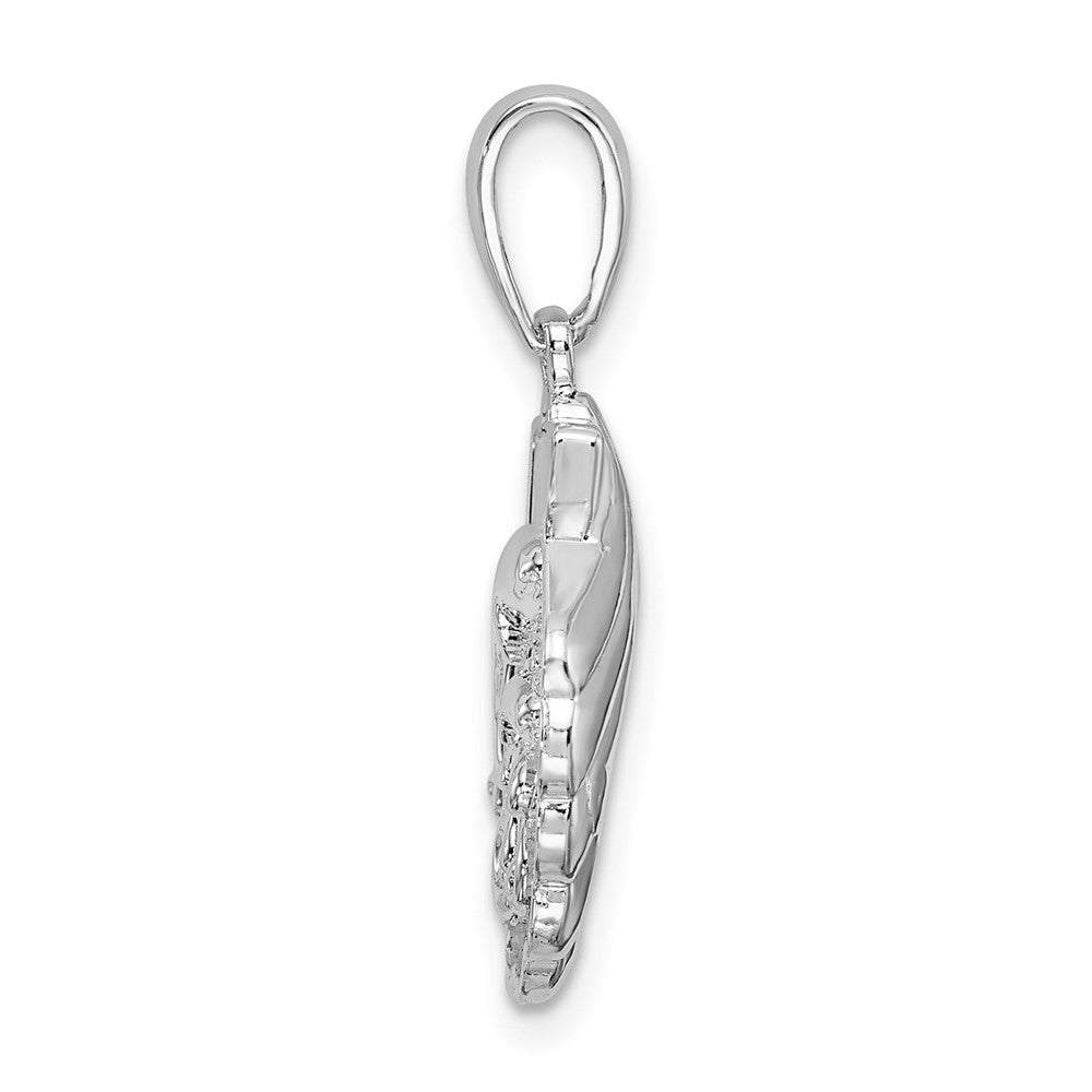 FJC Finejewelers 925 Sterling Silver d Polished/Textured Shell/Dolphins Charm 24 x 14 mm