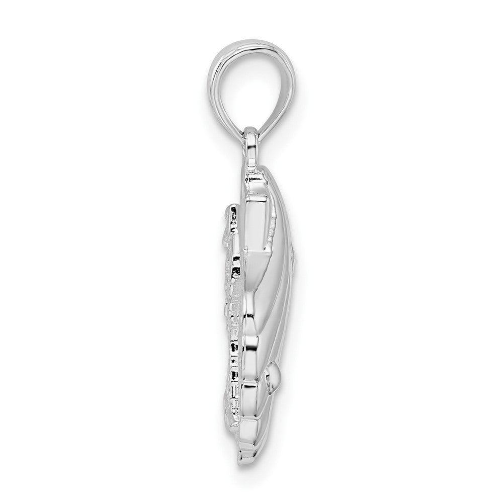 FJC Finejewelers 925 Sterling Silver d Polished/Textured Shell/Palm Trees Charm 22 x 14 mm