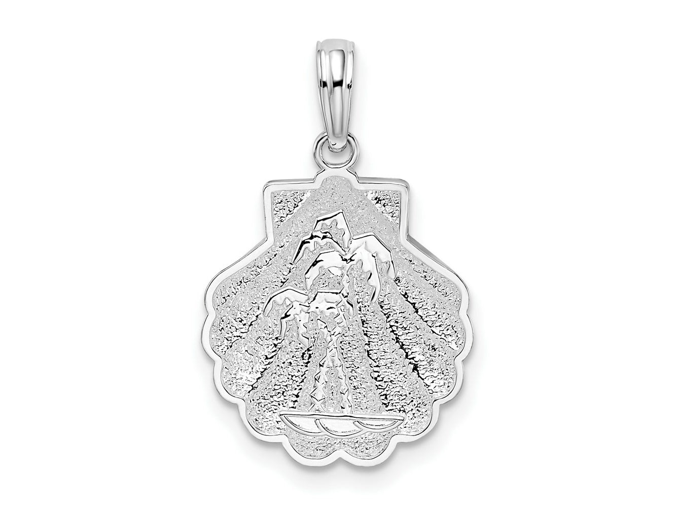 FJC Finejewelers 925 Sterling Silver d Polished/Textured Shell/Palm Trees Charm 22 x 14 mm