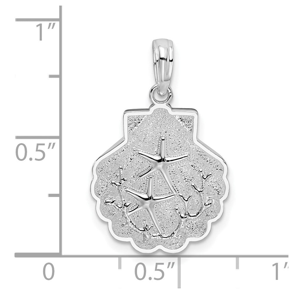 FJC Finejewelers 925 Sterling Silver d Polished/Textured Shell with Starfish Charm 23 x 14 mm