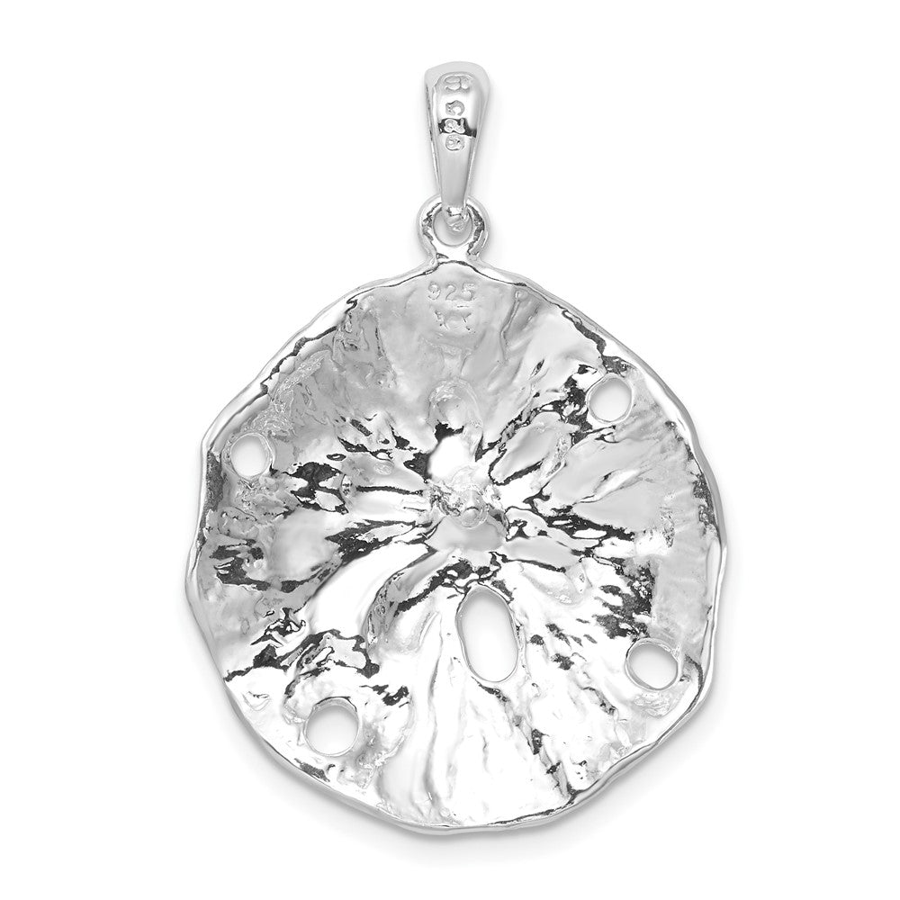 FJC Finejewelers 925 Sterling Silver Rhodium Plated Polished/Textured Sand Dollar Charm 33 x 22 mm