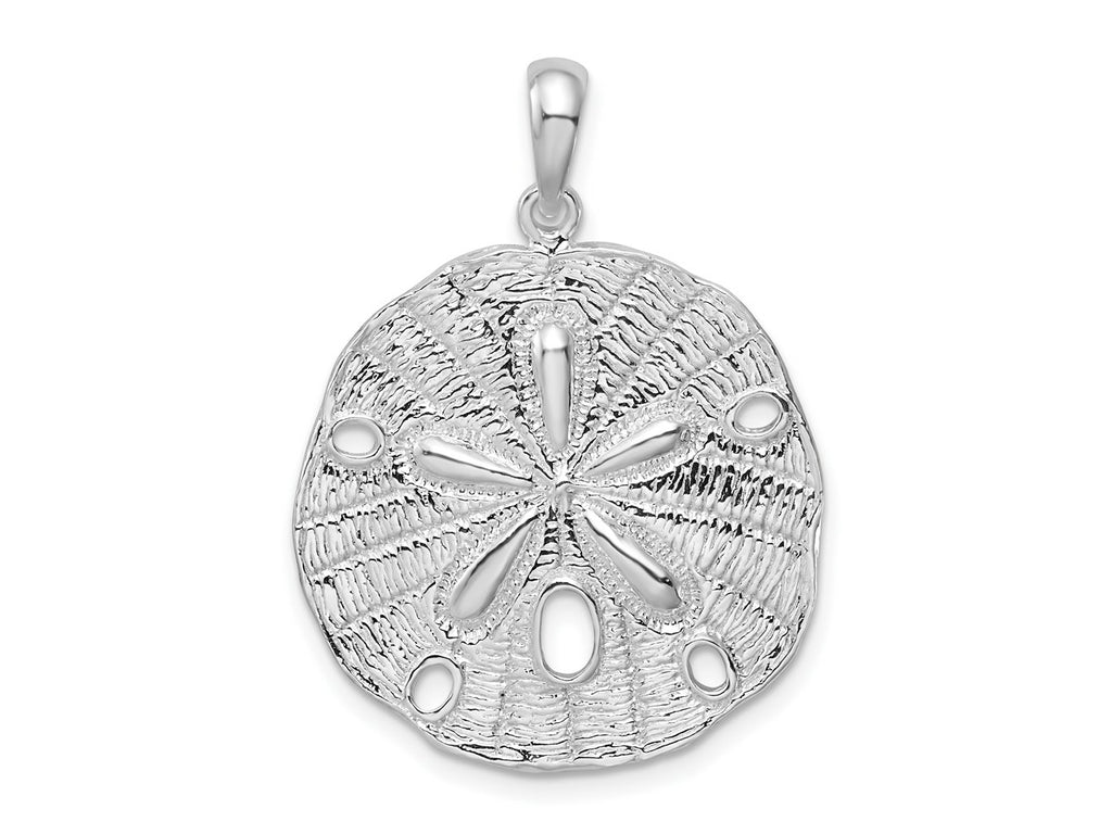 FJC Finejewelers 925 Sterling Silver Rhodium Plated Polished/Textured Sand Dollar Charm 32 x 23 mm