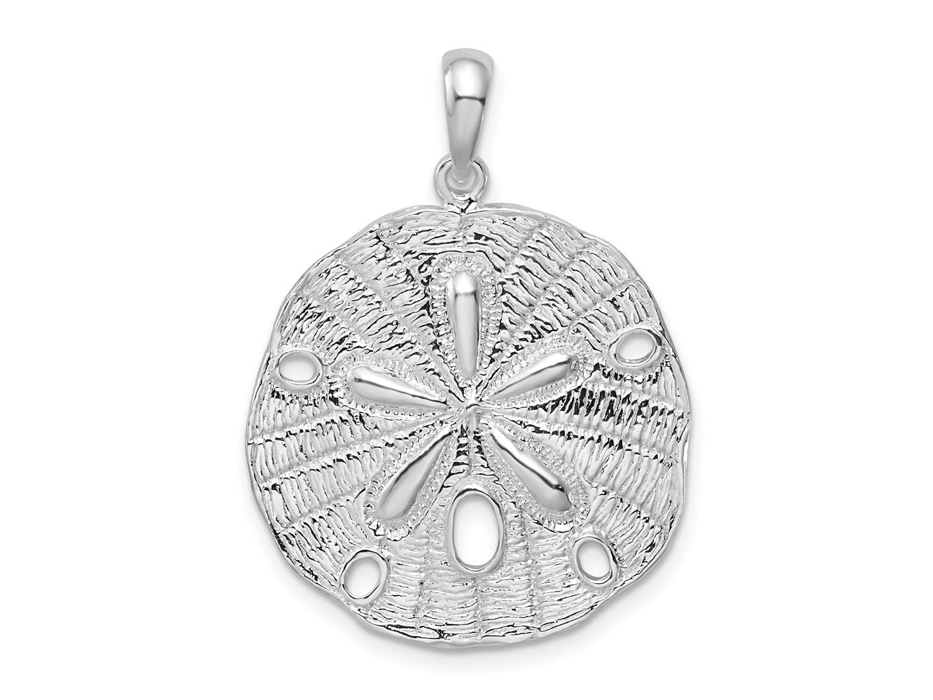 FJC Finejewelers 925 Sterling Silver Rhodium Plated Polished/Textured Sand Dollar Charm 32 x 23 mm