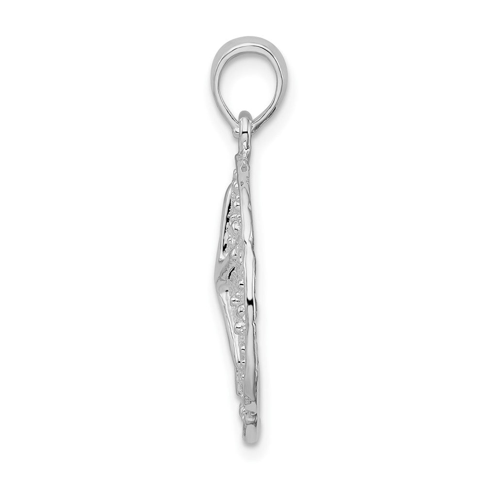 FJC Finejewelers 925 Sterling Silver Rhodium Plated Polished/Textured Sand Dollar Charm 27 x 18 mm