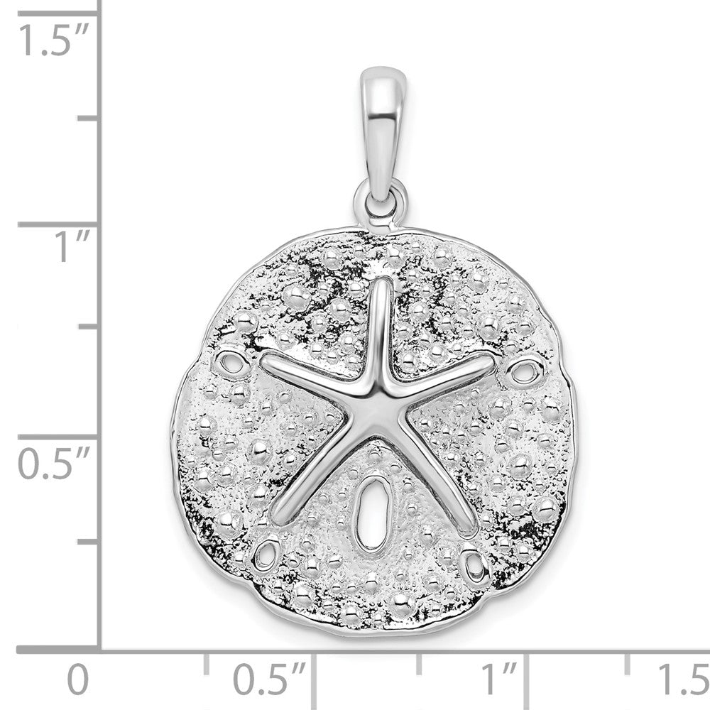 FJC Finejewelers 925 Sterling Silver Rhodium Plated Polished/Textured Sand Dollar Charm 34 x 24 mm