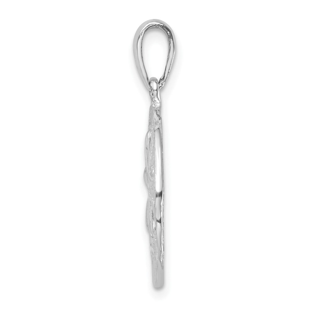 FJC Finejewelers 925 Sterling Silver Rhodium Plated Polished/Textured Sand Dollar Charm 27 x 17 mm