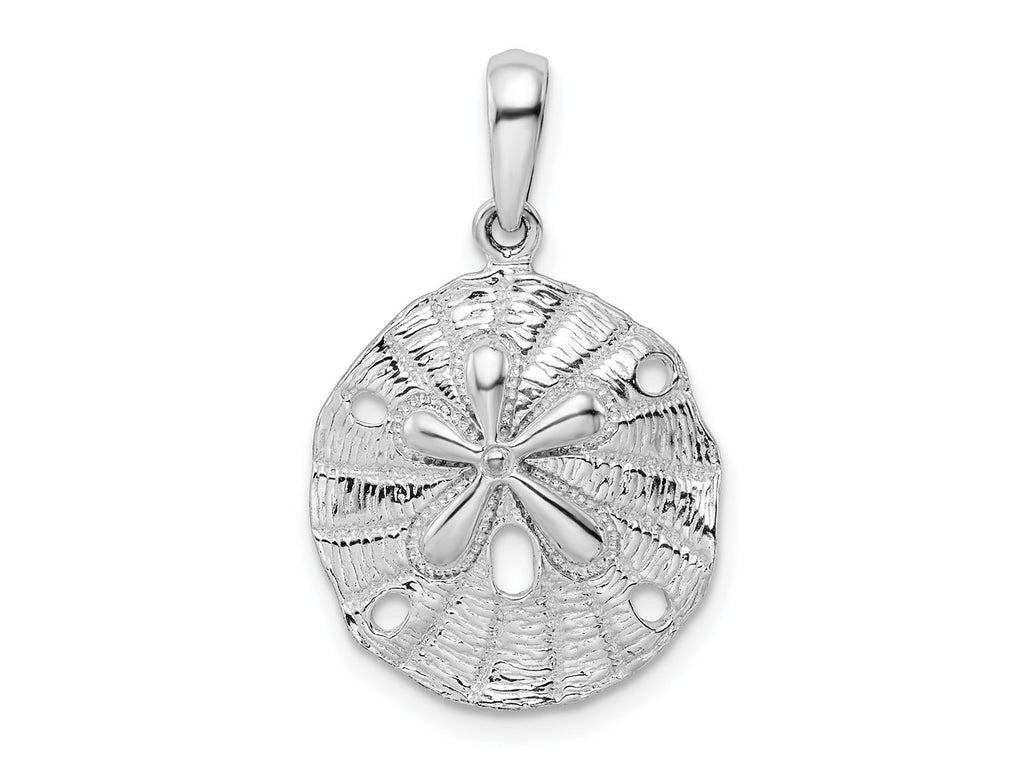 FJC Finejewelers 925 Sterling Silver Rhodium Plated Polished/Textured Sand Dollar Charm 25 x 15 mm