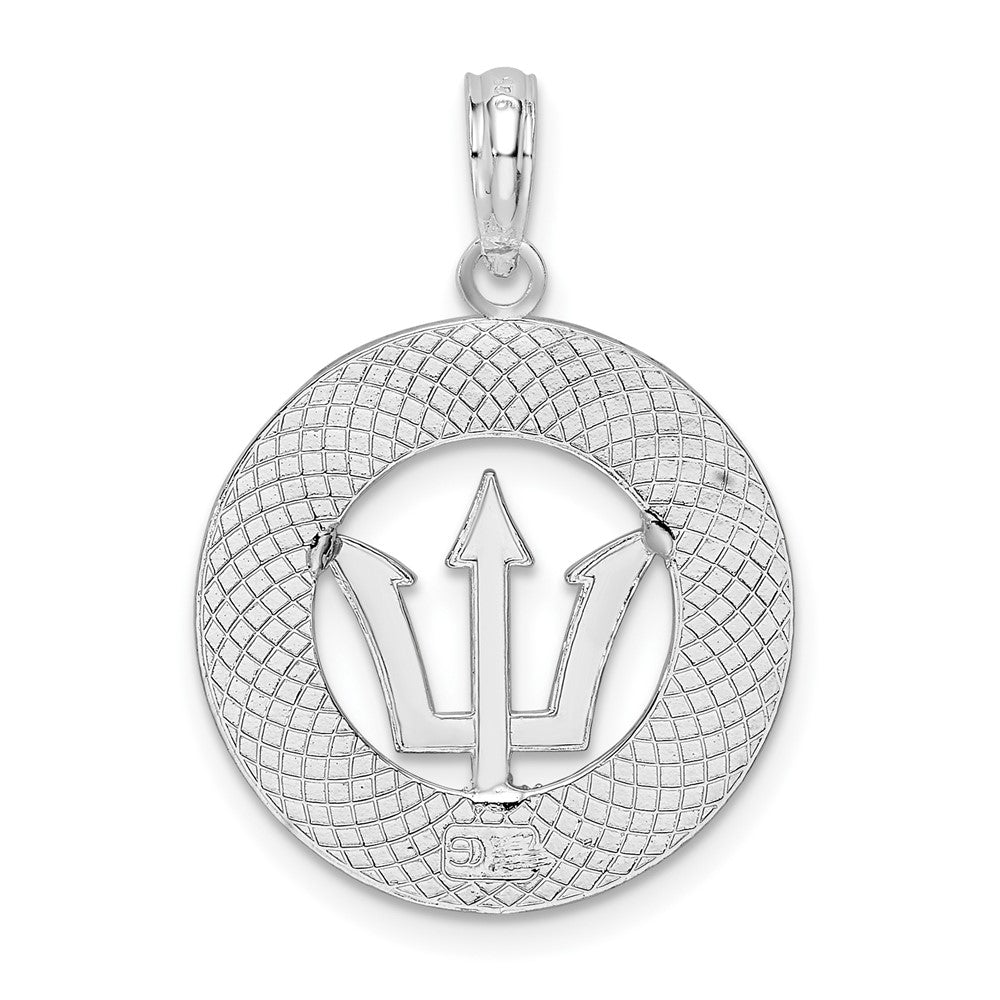 FJC Finejewelers 925 Sterling Silver Polished Barbados with Trident Circle Charm 26 x 18 mm