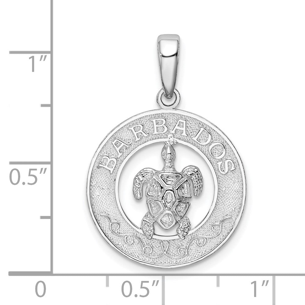 FJC Finejewelers 925 Sterling Silver Rhodium Plated Polished Barbados with Turtle Circle Charm 27 x 18 mm