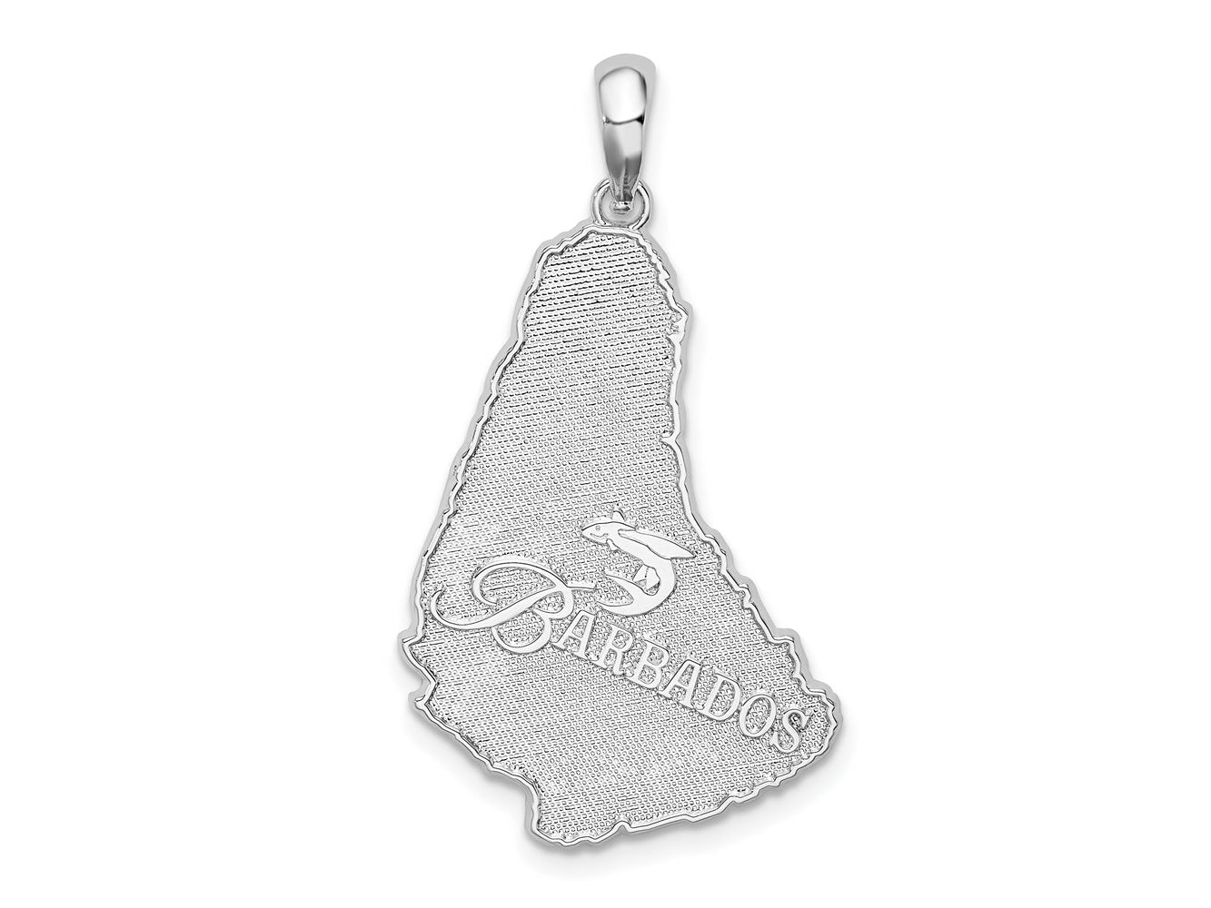 FJC Finejewelers 925 Sterling Silver Rhodium Plated Polished/Textured Barbados Map Charm 35 x 19 mm