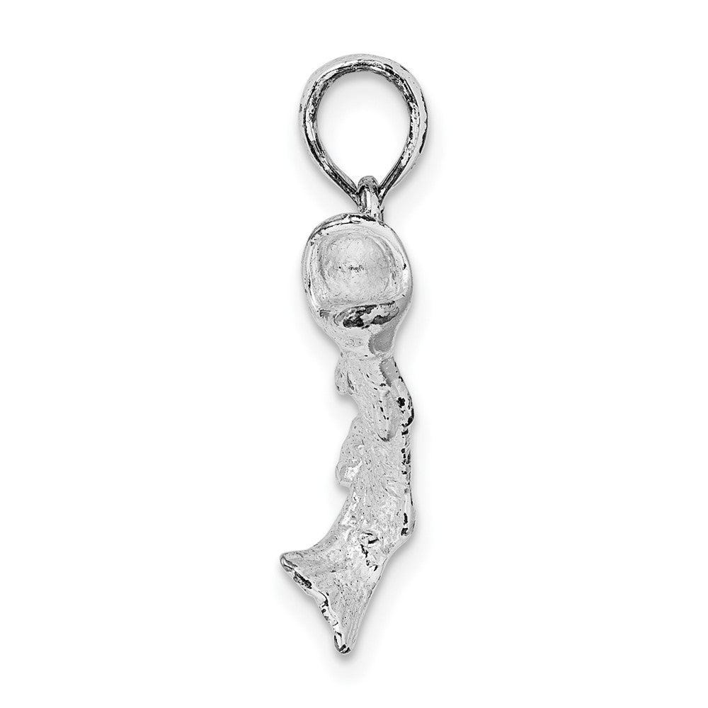 FJC Finejewelers 925 Sterling Silver Rhodium Plated Polished Bass Fish Curved Tail Charm 20 x 19 mm