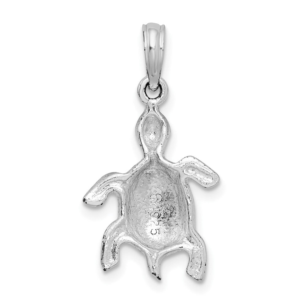 FJC Finejewelers 925 Sterling Silver Rhodium Plated Polished/Textured Turtle Charm 24 x 12 mm